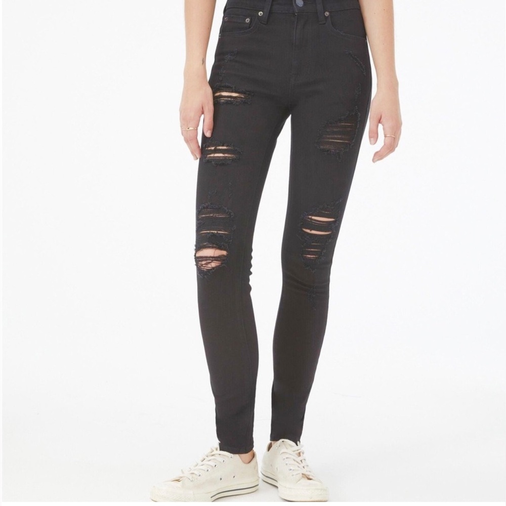 Aeropostale High Rise Jeggings black gray distressed skinny jeans 2 short
